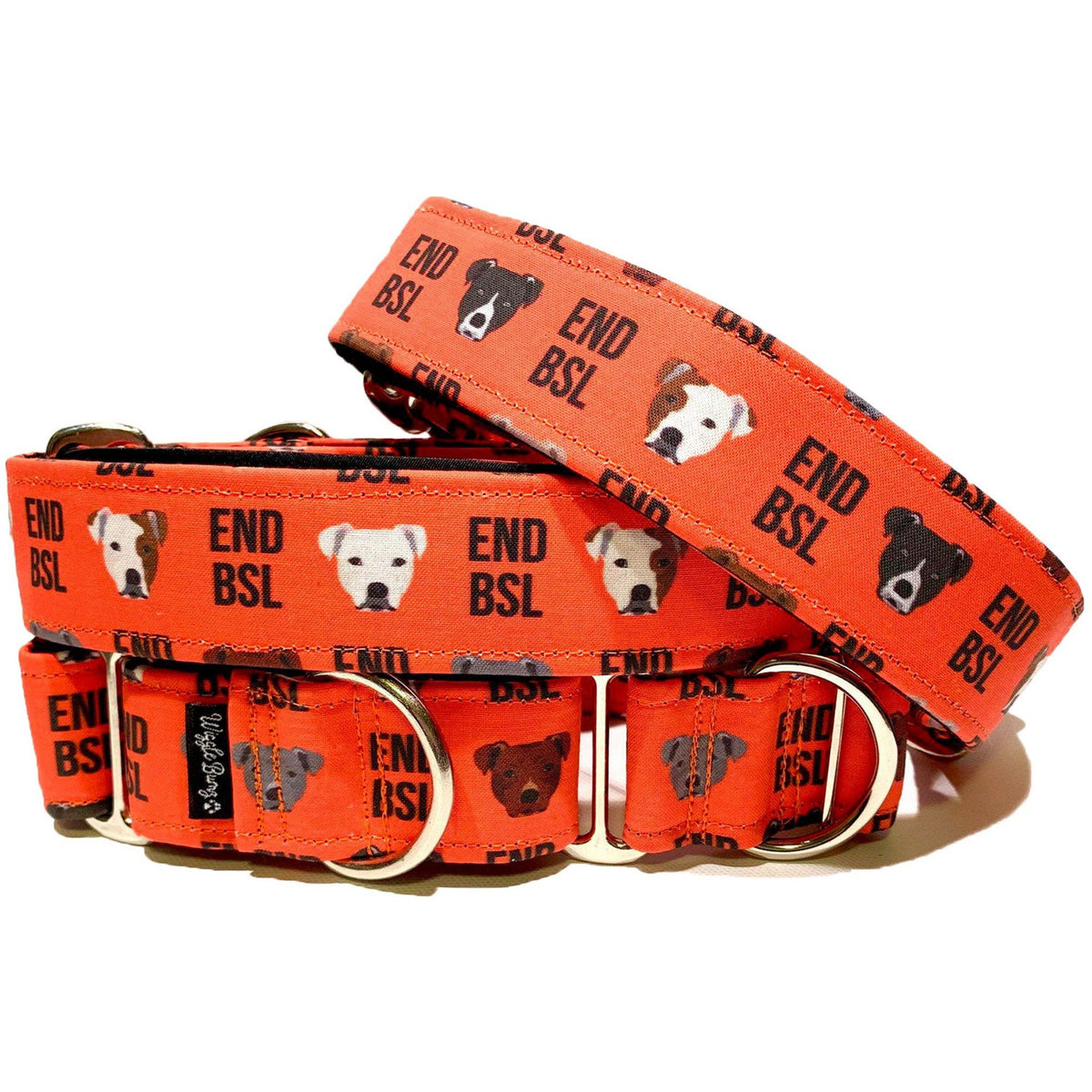 End BSL Dog Collar by Big Paw Shop featuring a whimsical design on cotton fabric