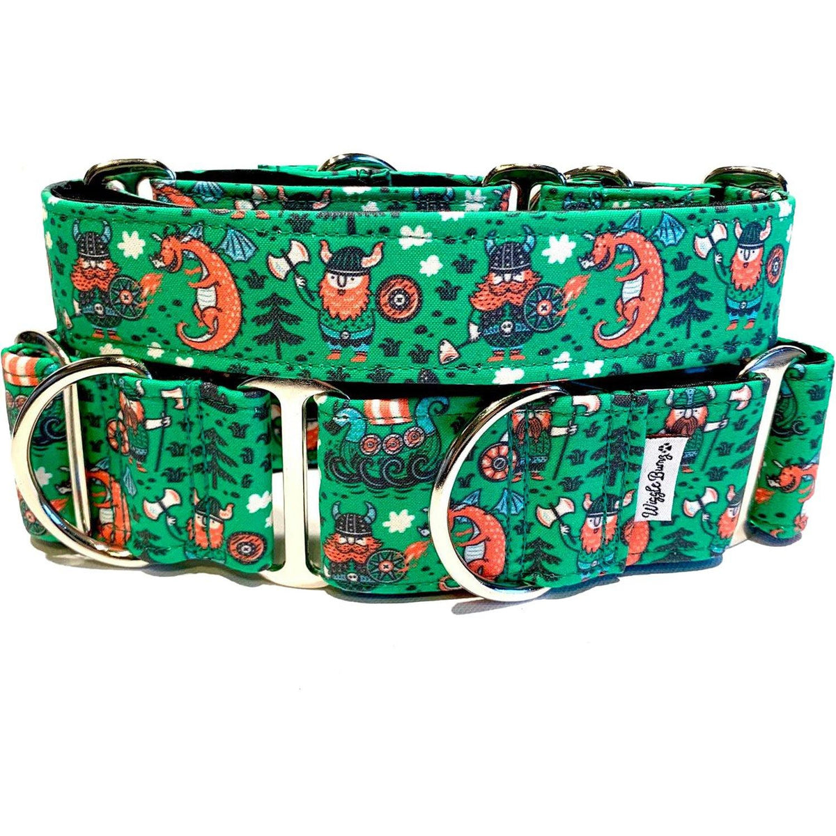 Ragnor Rock Dog Collar by Big Paw Shop featuring a whimsical design on cotton fabric